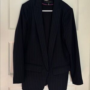 WHBM Stylish Navy Pinstriped Blazer with Purple